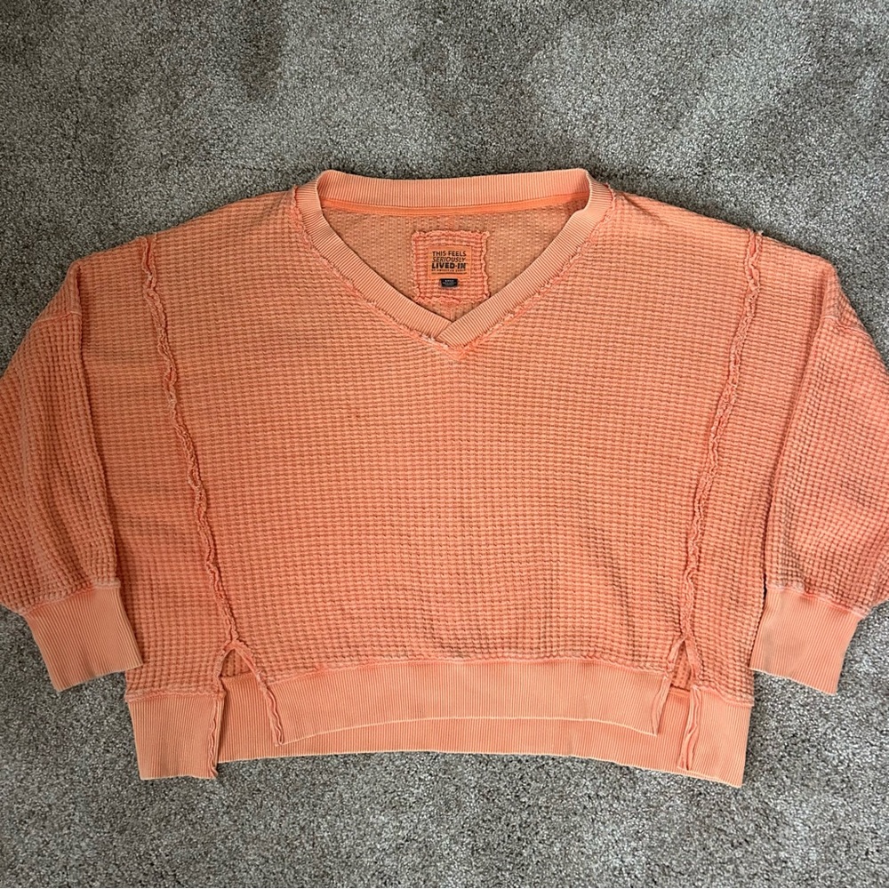 American Eagle Outfitters Orange V-Neck Sweater